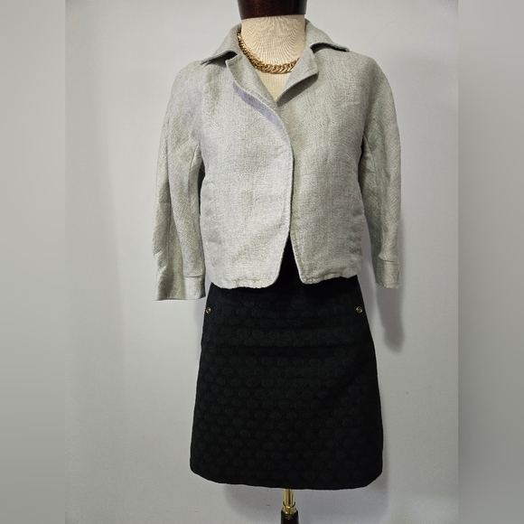 Lida Baday Light Grey Linen Cropped Jacket With Silk lining. Size 6 - Picture 9 of 14